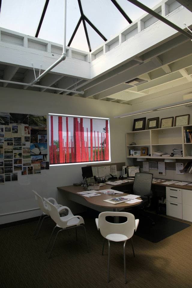 OrangePiel custom printed window shade in an architecture firm